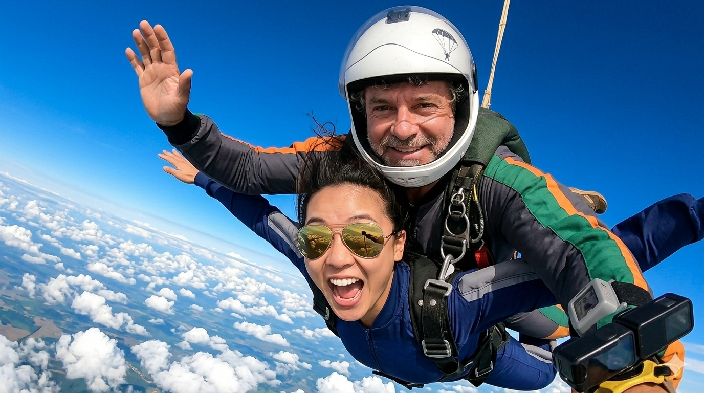 Skydiving duo in mid-air